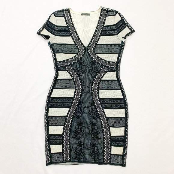 Alexander McQueen Black White Bodycon Dress